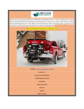Best Snow Removal Companies in Vancouver, BC