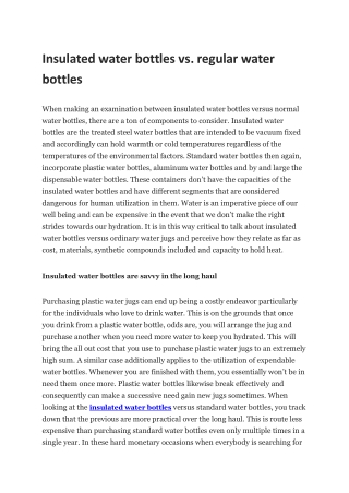 Insulated water bottles vs. regular water bottles
