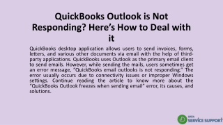 QuickBooks Outlook is Not Responding? Here’s How to Deal with it