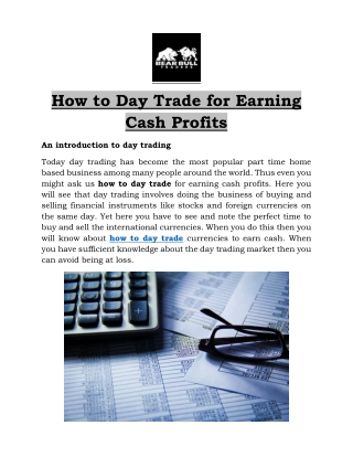 How to Day Trade for Earning Cash Profits