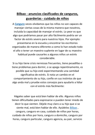 Bilbao - anuncios clasificados de canguros, guarderías - cuidado de niños