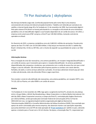 TV Por Assinatura | skytvplanos