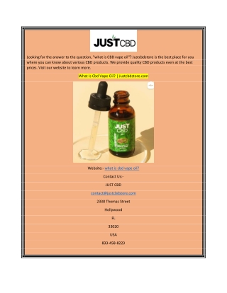 What Is Cbd Vape OilJustcbdstore.com