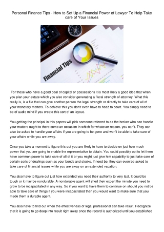 PersonalFinanceTips-HowtoSetUpaFinancialPowerofLawyerToHelpTakecareofYourIssues