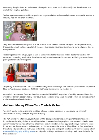 Trade Writing - for  Cash money! in 21st Century