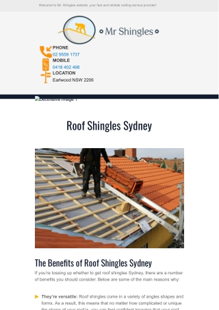 Roof shingles Sydney