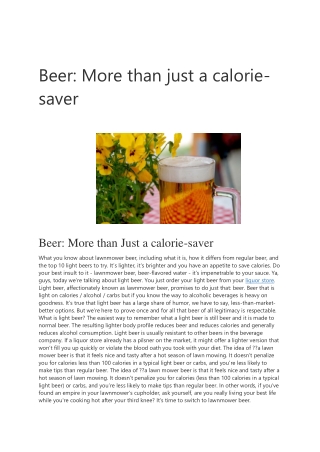 Beer more than