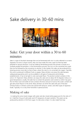 Sake delivery in 30