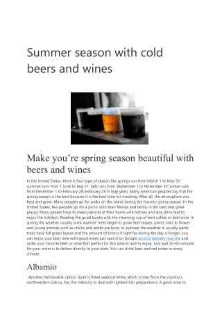 Summer season with cold beers and wines