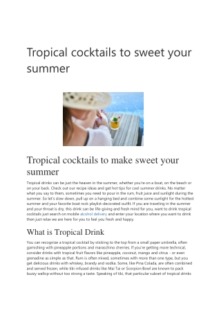 Tropical cocktails to sweet your summer