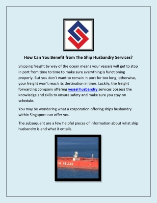 How Can You Benefit from The Ship Husbandry Services