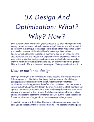 UX Design And Optimization