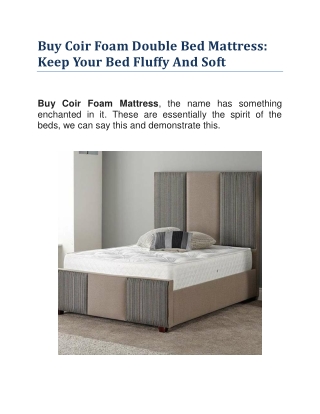 Buy Coir Foam Double Bed Mattress Keep Your Bed Fluffy And Soft