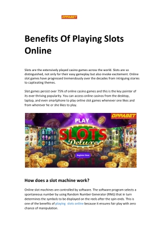 Benefits Of Playing Slots Online