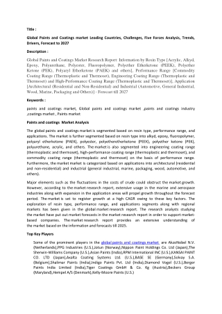 Paints and coatings  Market Analysis