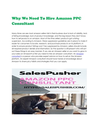 Why We Need To Hire Amazon PPC Consultant