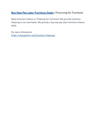 Buy Now Pay Later Furniture Deals | Financing for Furniture