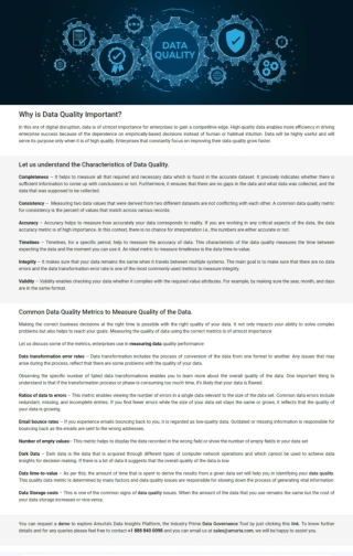 "Why is Data Quality Important? Common Data Quality Metrics to Measure Quality o
