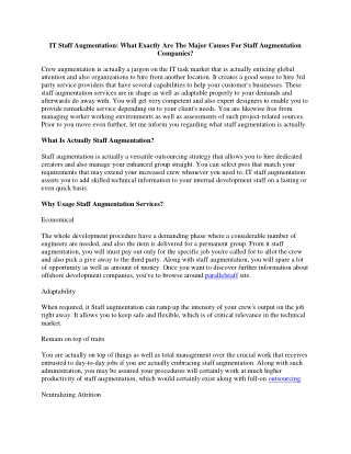 IT Staff Augmentation----