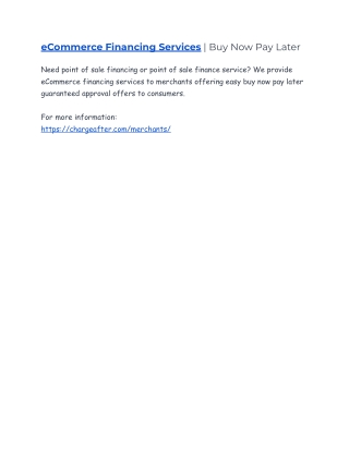 eCommerce Financing Services | Buy Now Pay Later