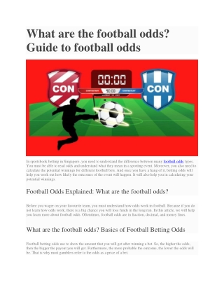 Guide to football odds – Explained