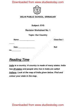 Worksheets For Class 1 EVS. Download free printable EVS Worksheets