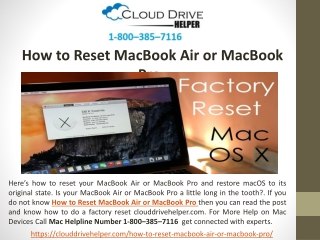 Call 1-800–385–7116- How to Reset MacBook Air or MacBook Pro