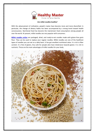 Are millet noodles healthy