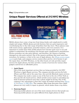 Unique Repair Services Offered At 212 NYC Wireless