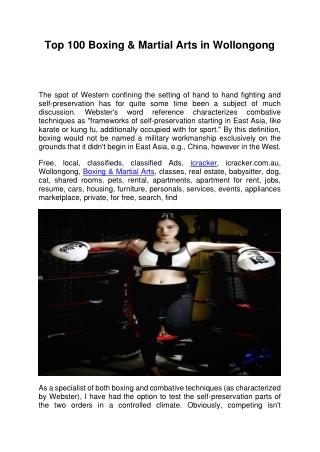 Top 100 Boxing & Martial Arts in Wollongong