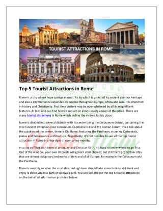 Top 5 Tourist Attractions in Rome