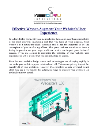 Effective Ways to Augment Your Website’s User Experience