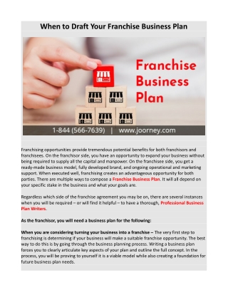 When to Draft Your Franchise Business Plan