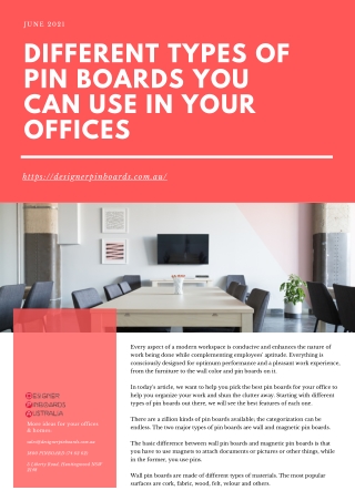 Different Types of Pin Boards You Can Use In Your Offices
