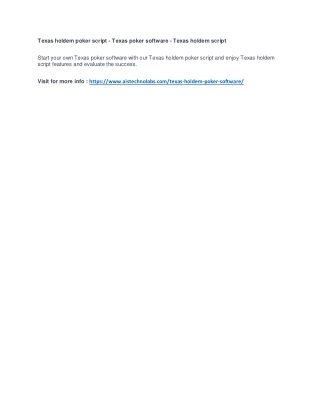 Texas holdem poker script - Texas poker software - Texas holdem script