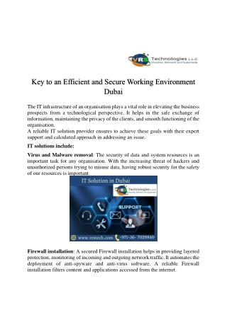 Find The Best Key to Secure IT Solution in Dubai