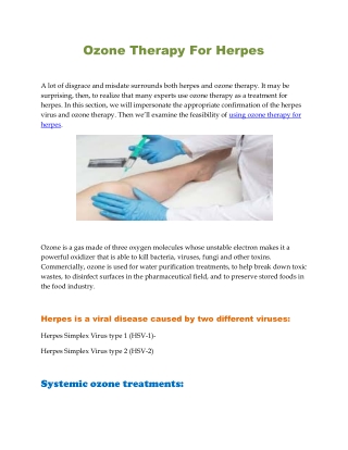 Ozone Therapy For Herpes