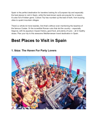 Best Places to Visit in Spain