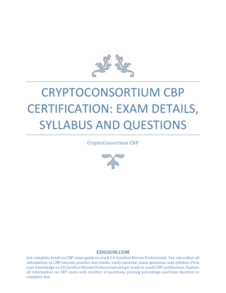 CryptoConsortium CBP Certification Exam Details, Syllabus and Questions