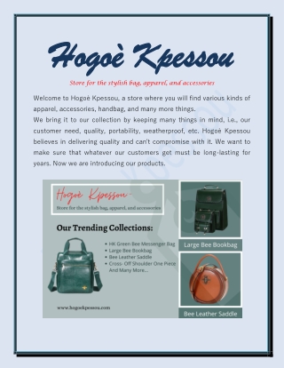 Hogoé Kpessou | A Store for the stylish bag, apparel and accessories