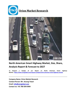 North American Smart highway Market Trends, Size, Competitive Analysis and Forec