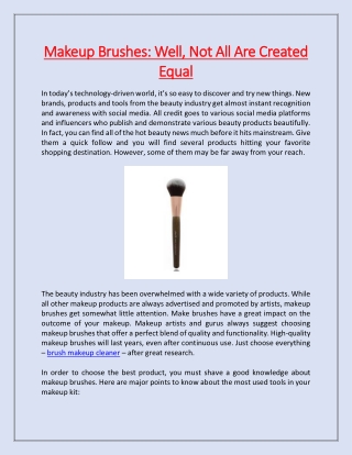 Makeup Brushes: Well, Not All Are Created Equal