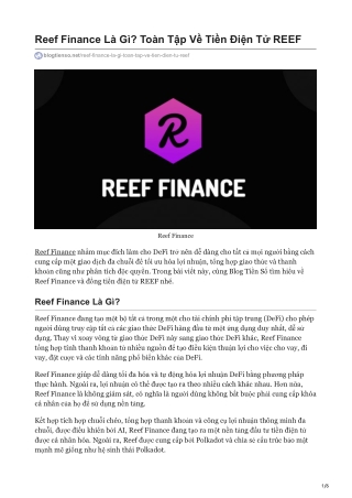 Reef Finance Là Gì? Toàn Tập Về Tiền Điện Tử REEF