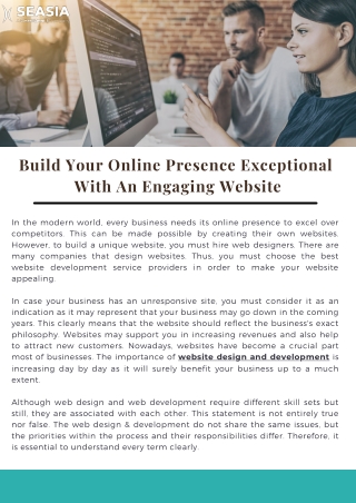 Build Your Online Presence Exceptional  With An Engaging Website