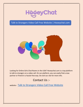 Talk to Strangers Video Call Free Website | Hooeychat.com