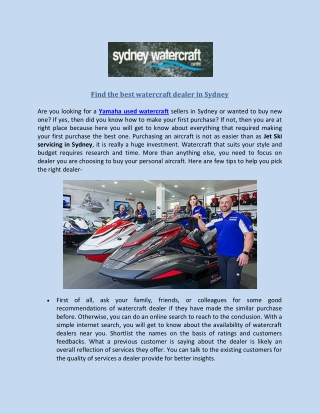 Find the best watercraft dealer in Sydney