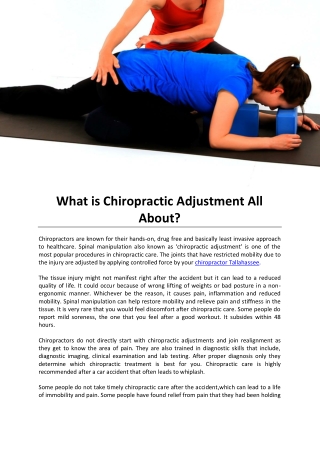What is Chiropractic Adjustment All About