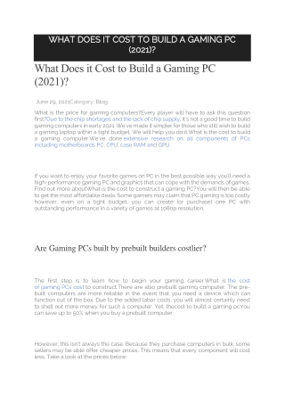 Gaming Pc Full Set Price
