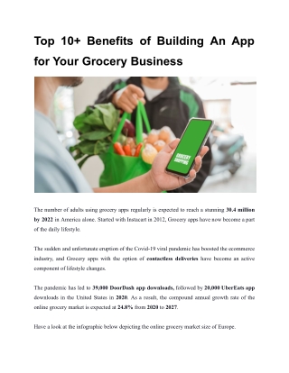 Top 10  Benefits of Building An App for Your Grocery Business