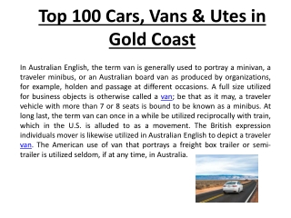 Top 100 Cars, Vans & Utes in